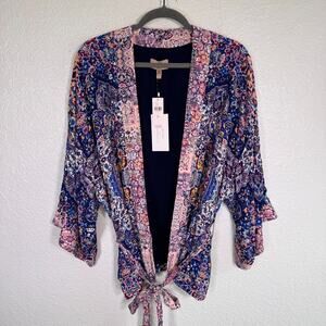 Kachel Anthropologie Kimono Womens One Size Floral Boho Belted Tie Jacket Cardi